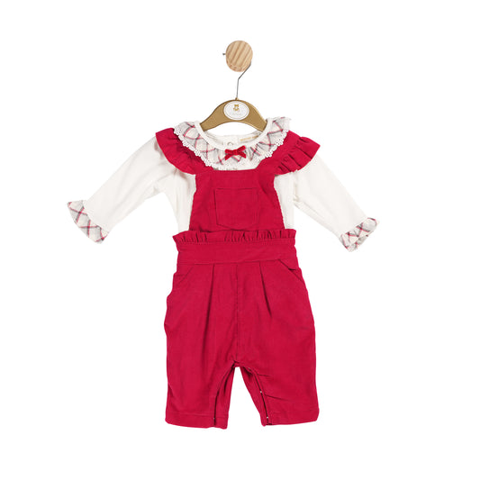 MB6076 | Top & Dungaree- Ivory/Red - In stock