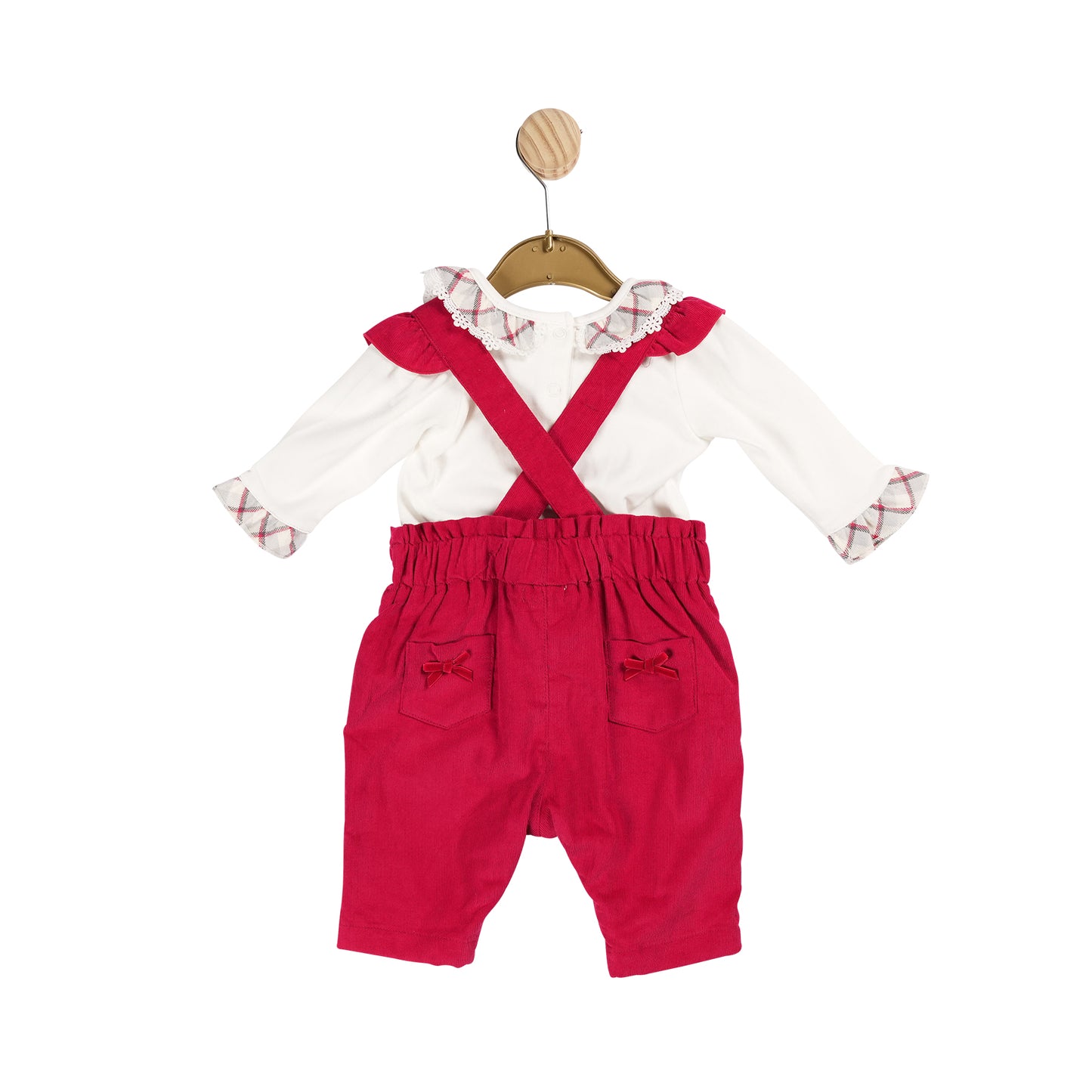 MB6076 | Top & Dungaree- Ivory/Red - In stock