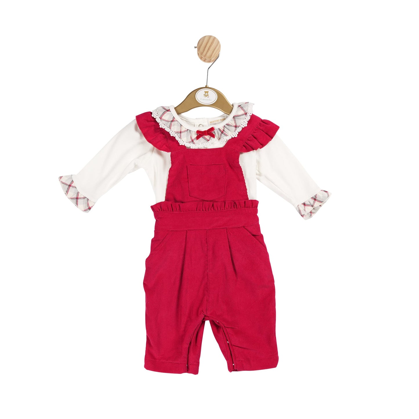 MB6076A | Top & Dungaree- Ivory/Red - In stock