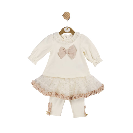 MB6185 | Top & Tutu Legging - Ivory/Gold - In stock