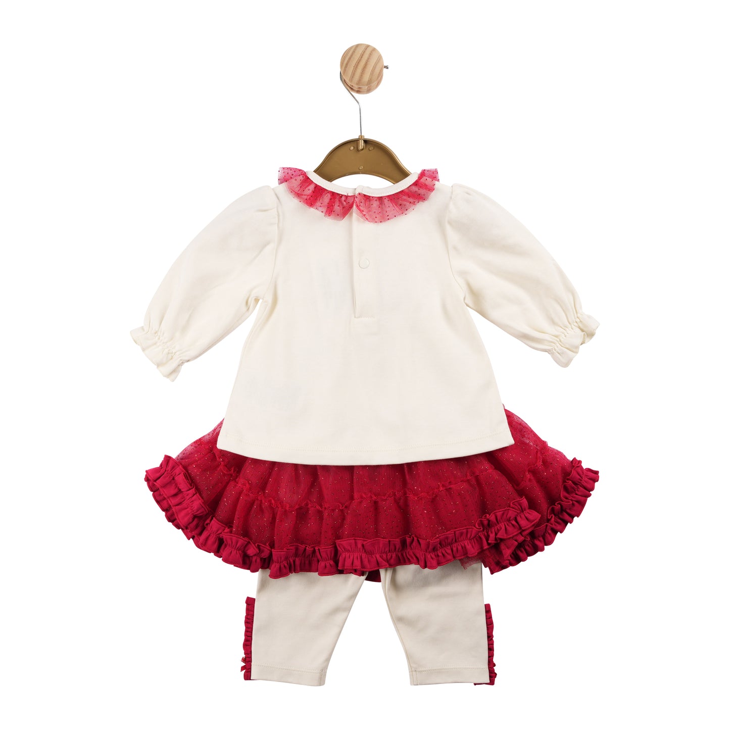 MB6210 | Top & Tutu Legging- Ivory/Red - In Stock