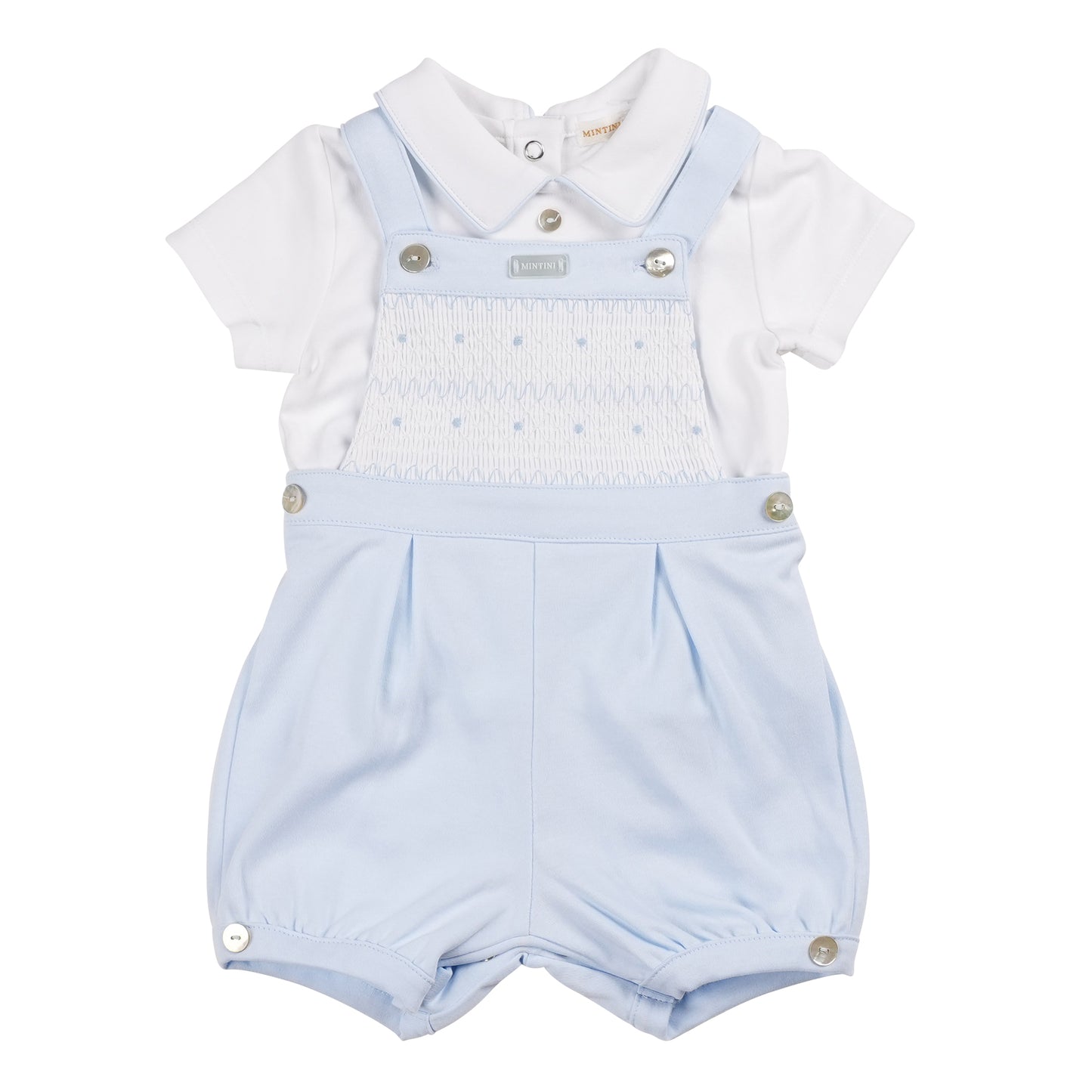 MB6242 | Top & Dungaree-White/Blue-In Stock