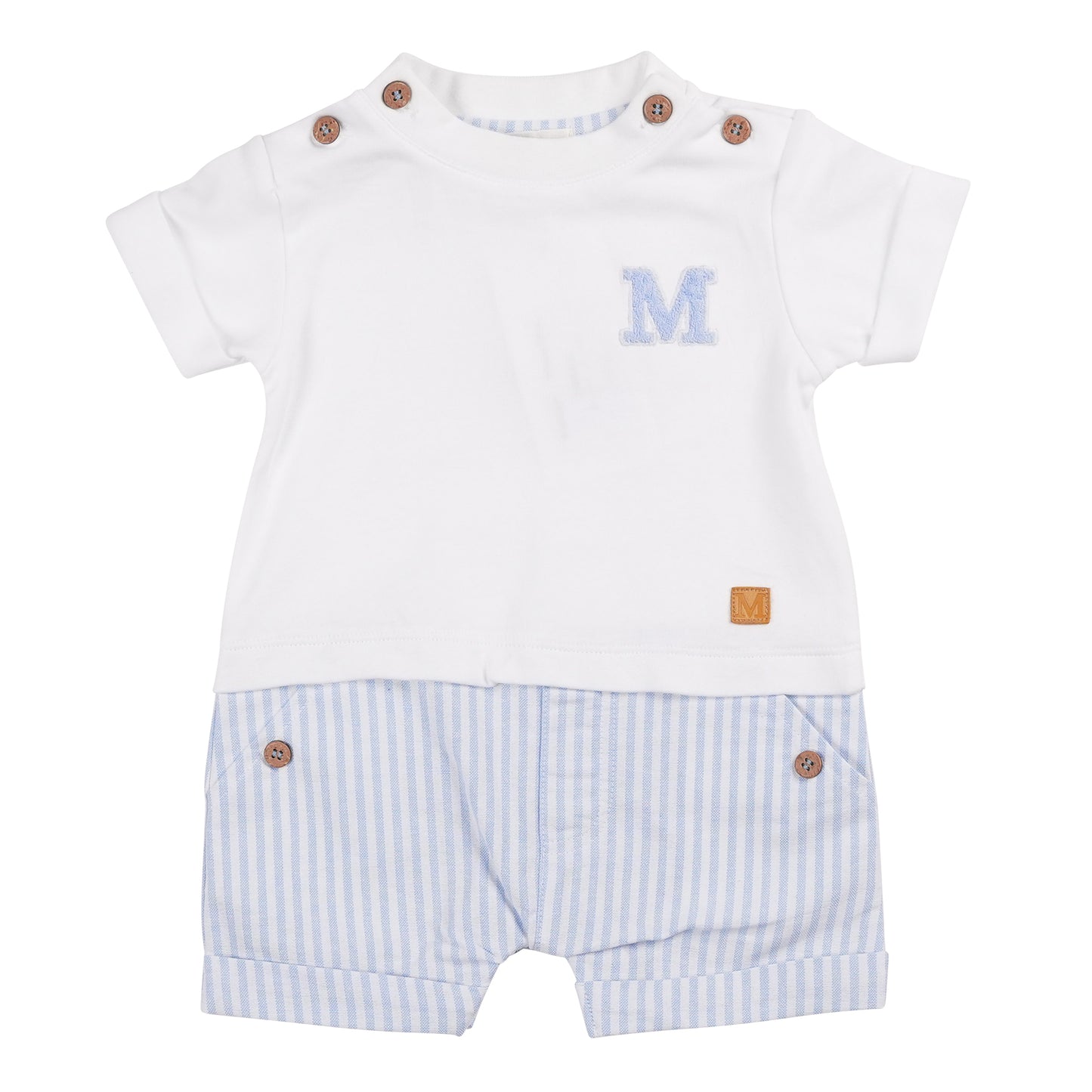 MB6312 | Romper-White/Blue-In Stock