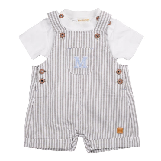 MB6313C | T-Shirt & Short Dungaree-White/Sage-In Stock