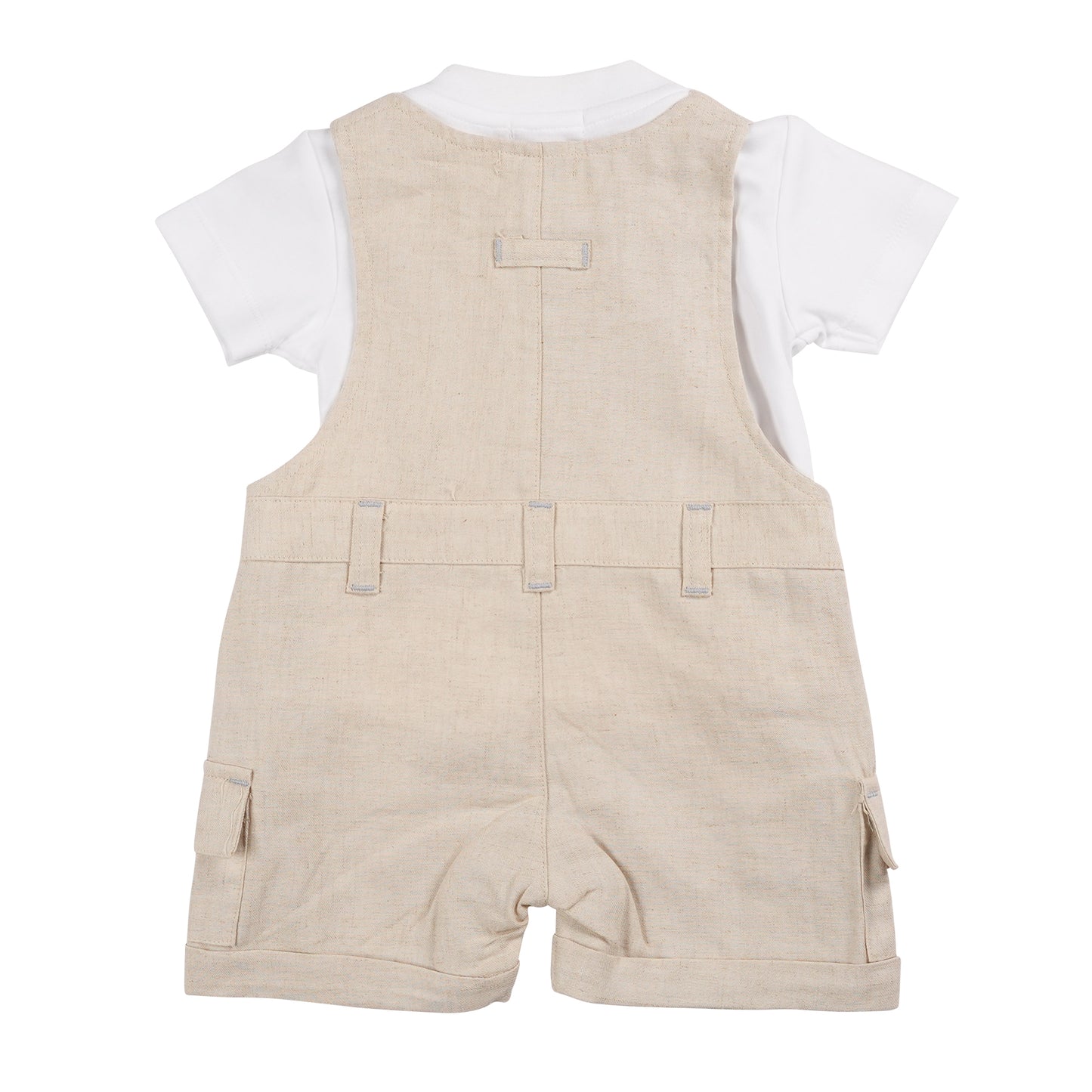 MB6314D | T-Shirt & Short Dungaree-White/Sage-In Stock