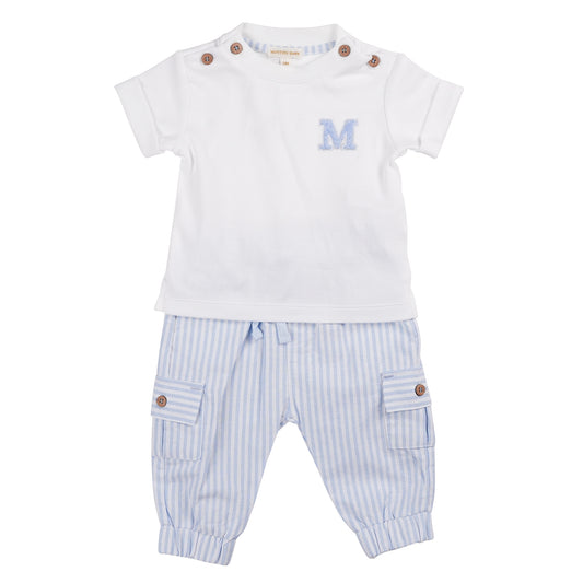 MB6318 | T-Shirt & Trouser-White/Blue-In Stock