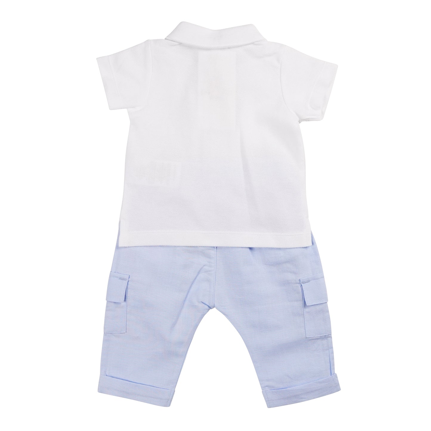 MB6319 | Polo Top & Trouser-White/Blue-In Stock