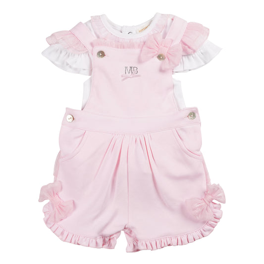 MB6406A | Top & Short Dungaree-Pink-In Stock