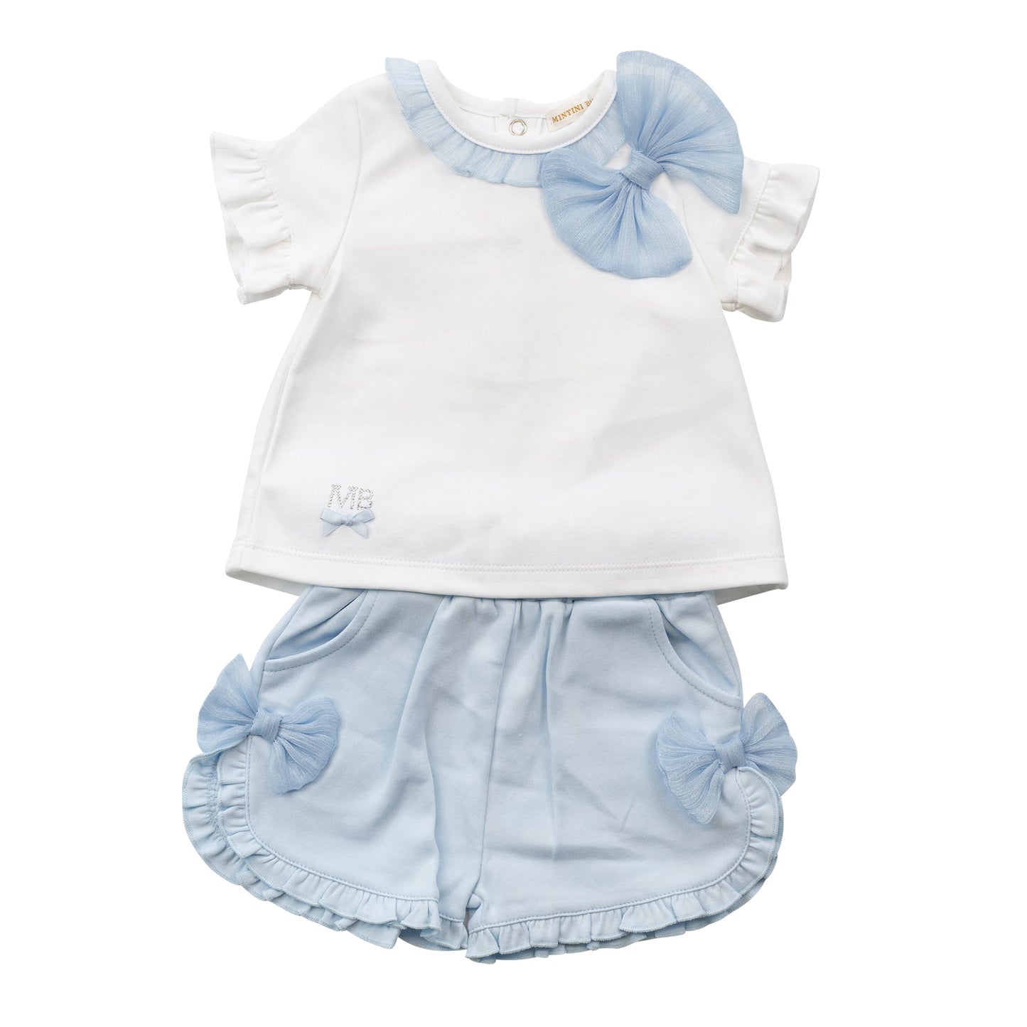 MB6498A | Top & Short-White/Blue-in Stock