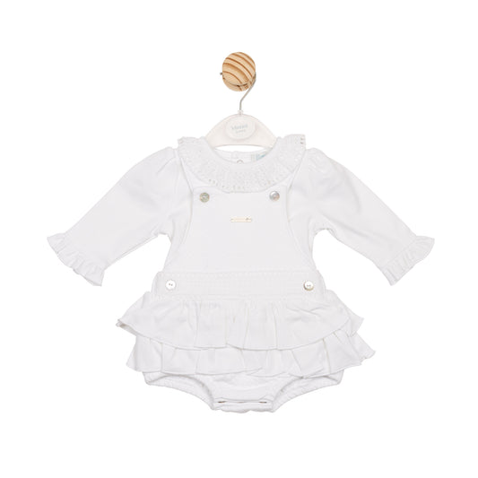 MB6544 | Top & Bloomer Dungaree- White- Preorder