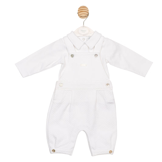MB6547| Top & Dungaree- White- Preorder