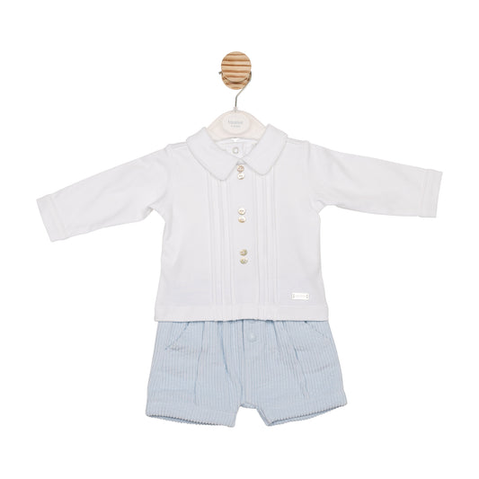 MB6563A | Top & Bloomer Short- White/ Blue- Preorder