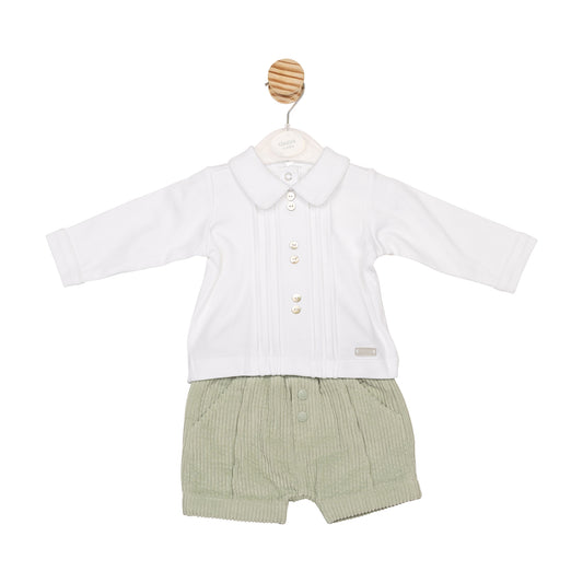 MB6569A | Shirt & Bloomer Short- White/ Sage- Preorder