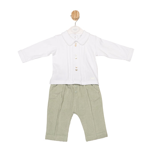 MB6571B | Top & Trouser- White / Sage- Preorder