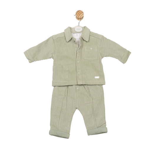 MB6572B | Top, Trouser & Shirt- White/ Sage- Preorder