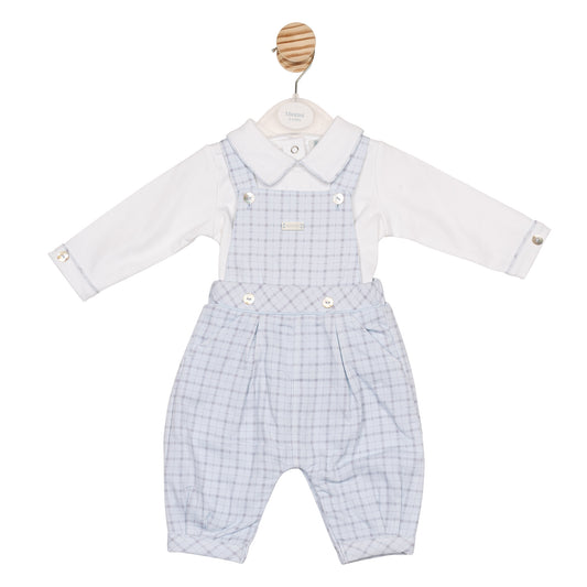 MB6591 | Top & Dungaree- White/ Blue-In Stock