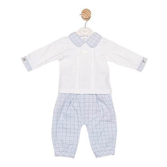 MB6592A | Top & Trouser- White/ Blue- In Stock