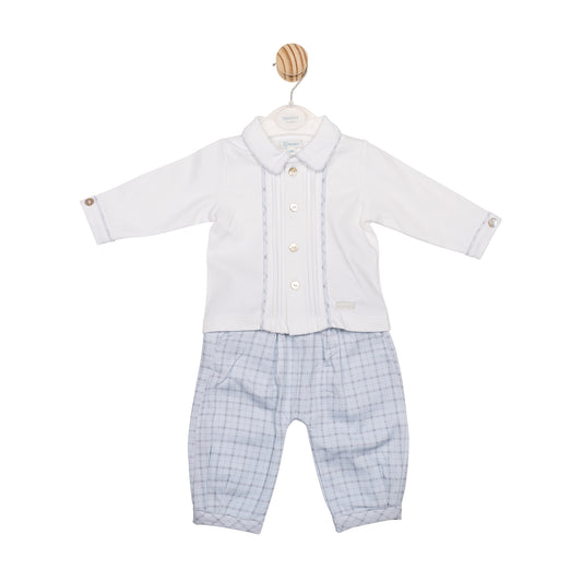 MB6593A | Top & Trouser- White/ Blue- In Stock