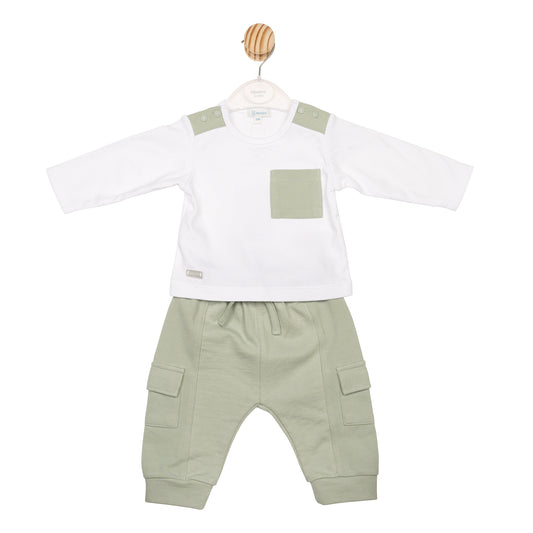 MB6608A | Top & Jogpant - White/Sage - Pre-Order
