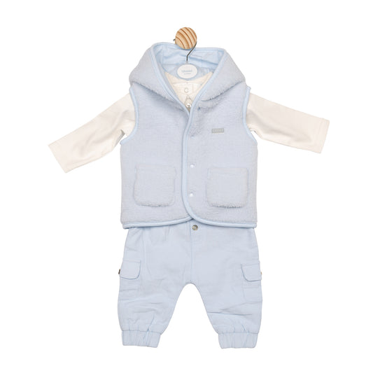 MB6616B | 3 Pc Gilet Set - Ivory/Blue - Pre-Order
