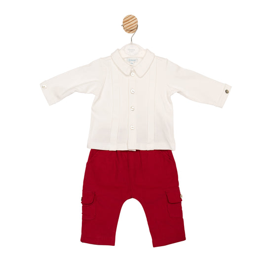 MB6629A | Top & Trouser- Ivory/ Red- preorder