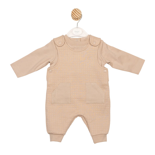 MB6639A | Top & Dungaree - Beige - Pre-Order