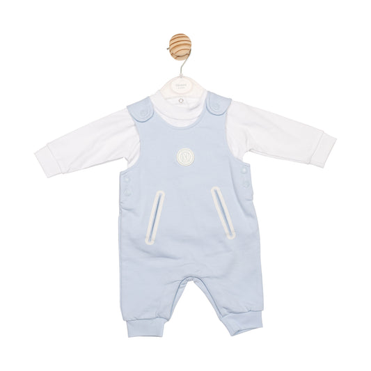 MB6657 | Top & Dungaree - White/Blue - Pre-order