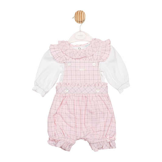 MB6730 | Top & Romper Dungaree- White/ Pink- In Stock