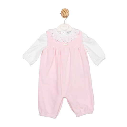 MB6752A | Top & Dungaree- White/Pink- In Stocfk