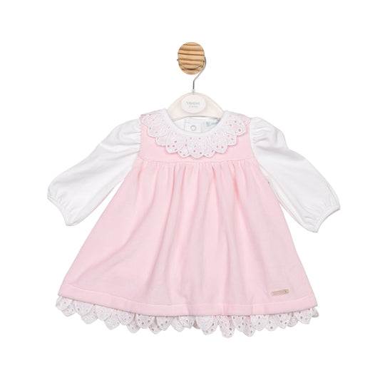 MB6753A | Top & Pinafore - White/Pink- Pre Order
