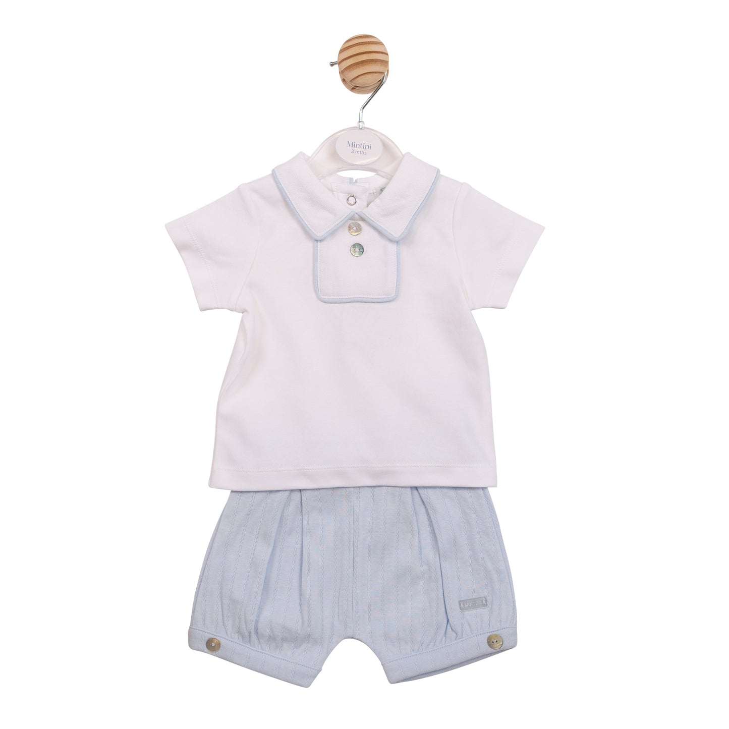 MB6894A - Top and Bloomer Dungaree - White Blue Jacquard-In Stock
