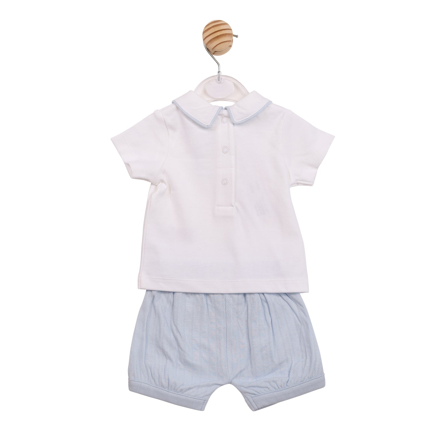 MB6894A - Top and Bloomer Dungaree - White Blue Jacquard-In Stock