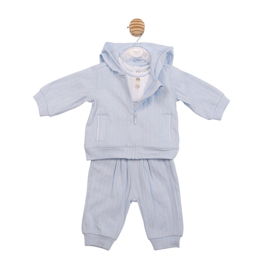 MB6897 - 3pc Jogset - White Blue Jacquard