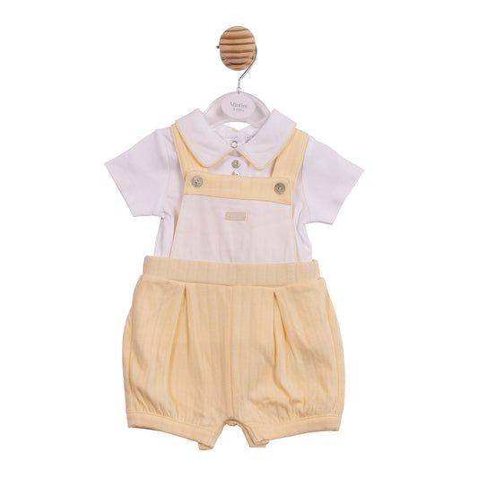 MB6899 - Top and Short Dungaree - White Lemon Jacquard