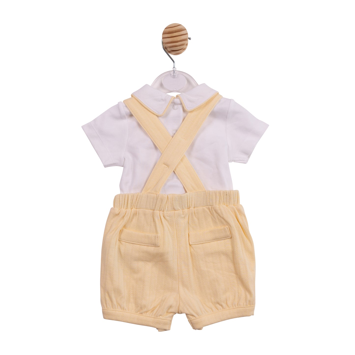 MB6899A - Top and Short Dungaree - White Lemon Jacquard-In Stock