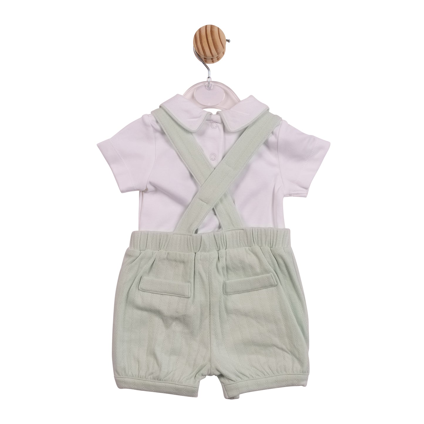 MB6905 - Top and Short Dungaree - White Pistachio Jacquard-In Stock