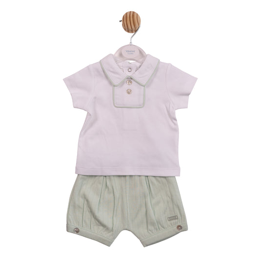MB6906A - Top and Bloomer Short - White Pistachio Jacquard-In Stock