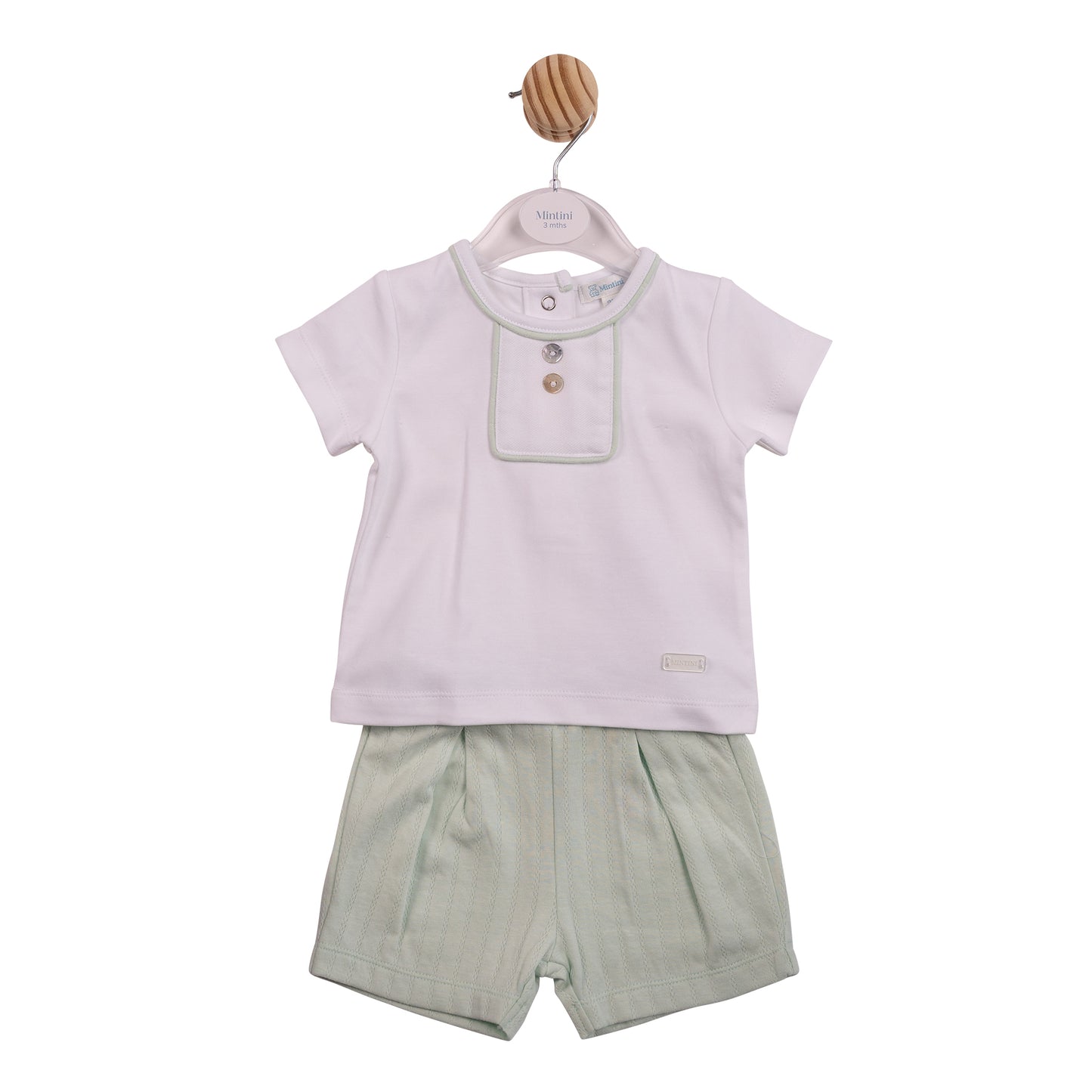 MB6907 - Top and Short - White Pistachio Jacquard-In Stock