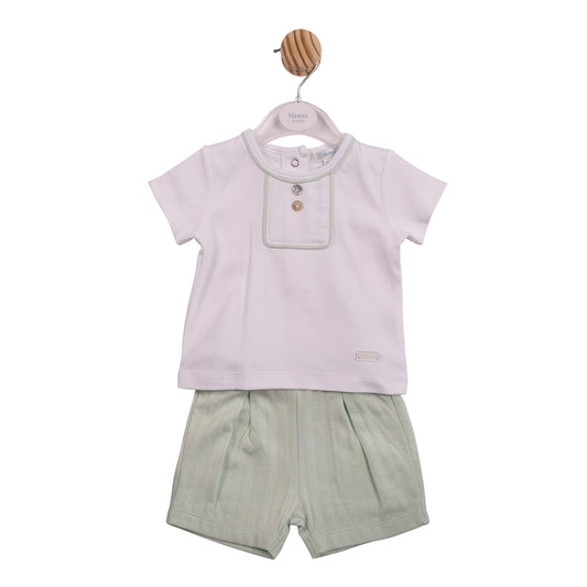 MB6907A - Top and Short - White Pistachio Jacquard-In Stock