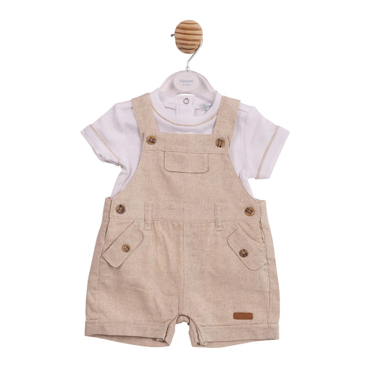 MB6948A - Top and Short Dungaree - Cotton Linen-In Stock