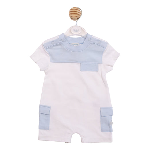 MB6953 - Romper - Blue White Interlock Pique
