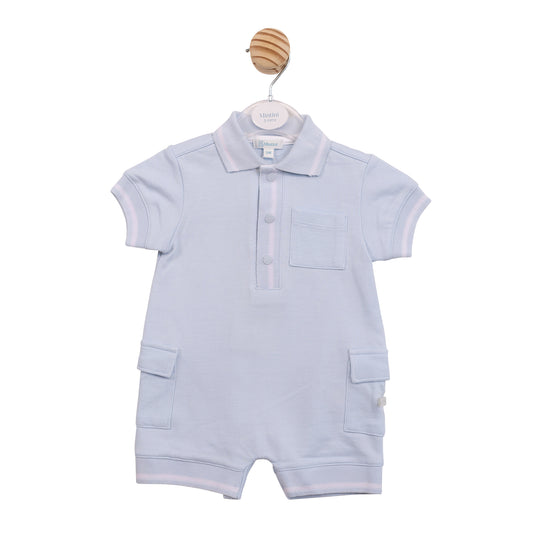 MB6955 - Romper - Blue Interlock Pique