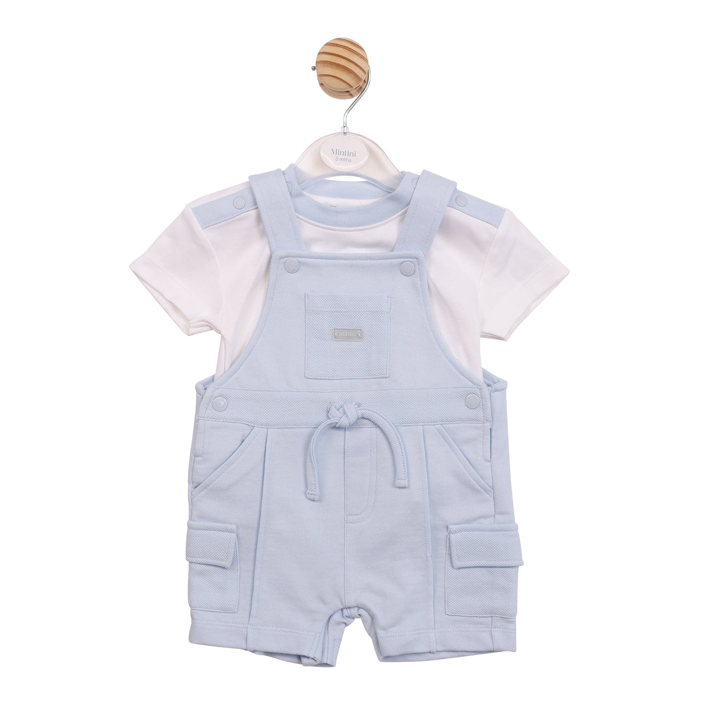 MB6956A - Top and Short Dungaree - Blue Interlock Pique-In Stock