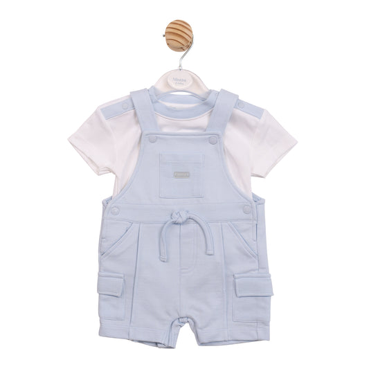 MB6956A - Top and Short Dungaree - Blue Interlock Pique