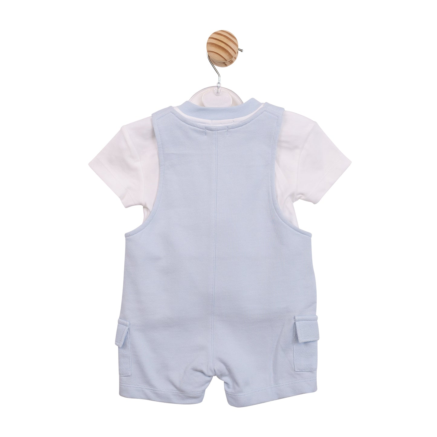 MB6956A - Top and Short Dungaree - Blue Interlock Pique-In Stock