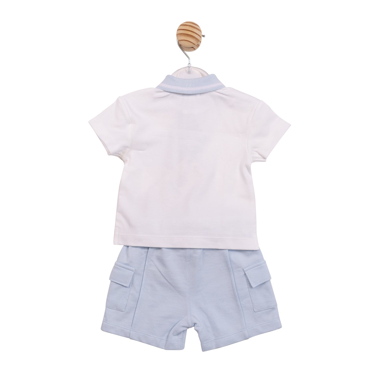 MB6957 - Polo Top and Shorts - Blue White Interlock Pique