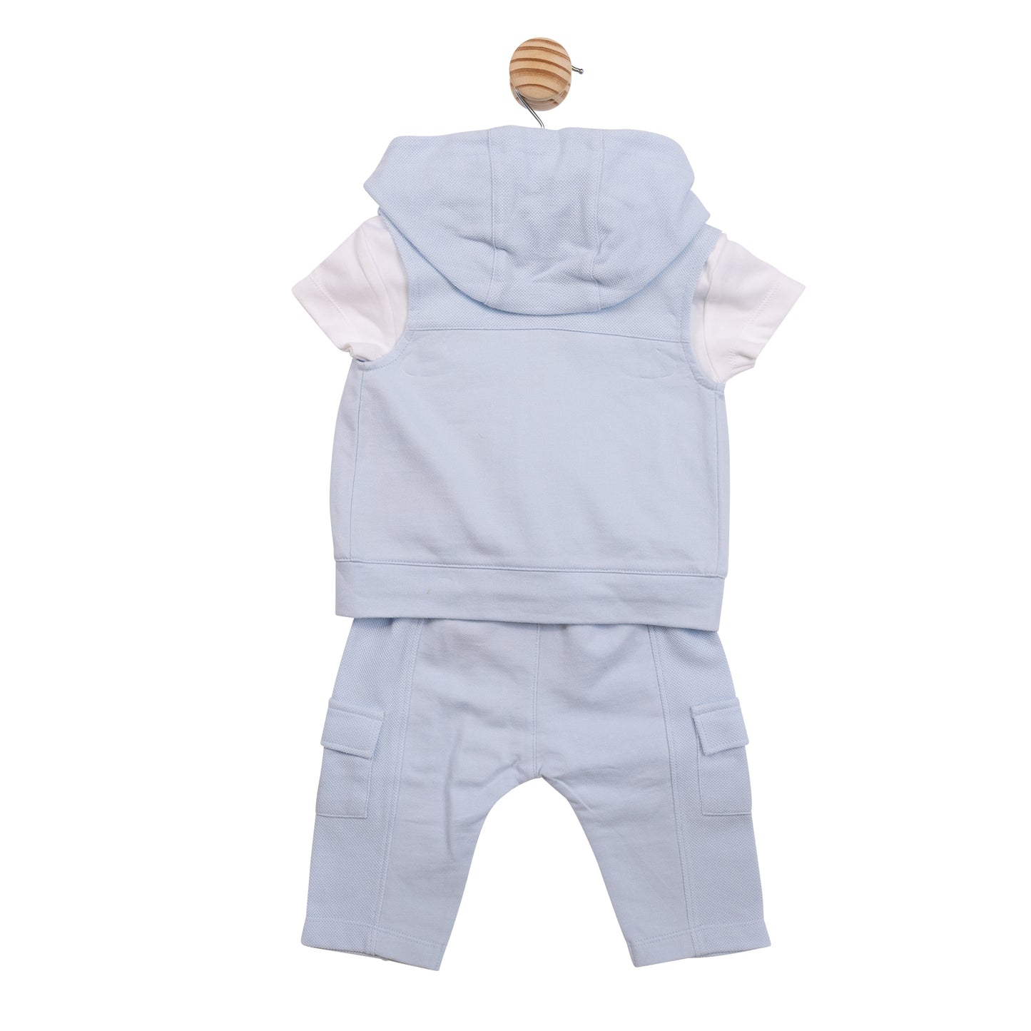 MB6959 - Top Trouser and Gilet - White Blue Interlock Pique-In Stock