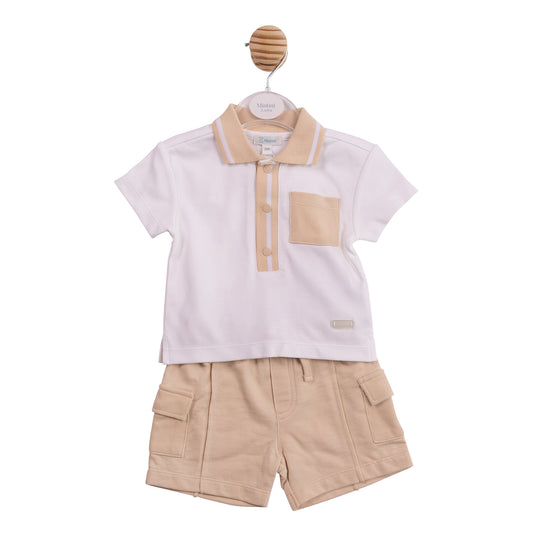 MB6967B - Polo and Shorts - Beige Interlock Pique