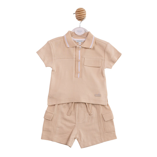 MB6968B - Polo and Shorts - Beige Interlock Pique-Pre Order