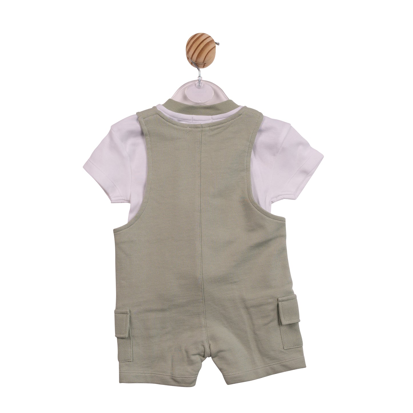 MB6976A - Top and Short Dungaree - Sage Interlock Pique-In Stock